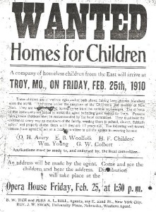 Handbill advertising orphan train. 